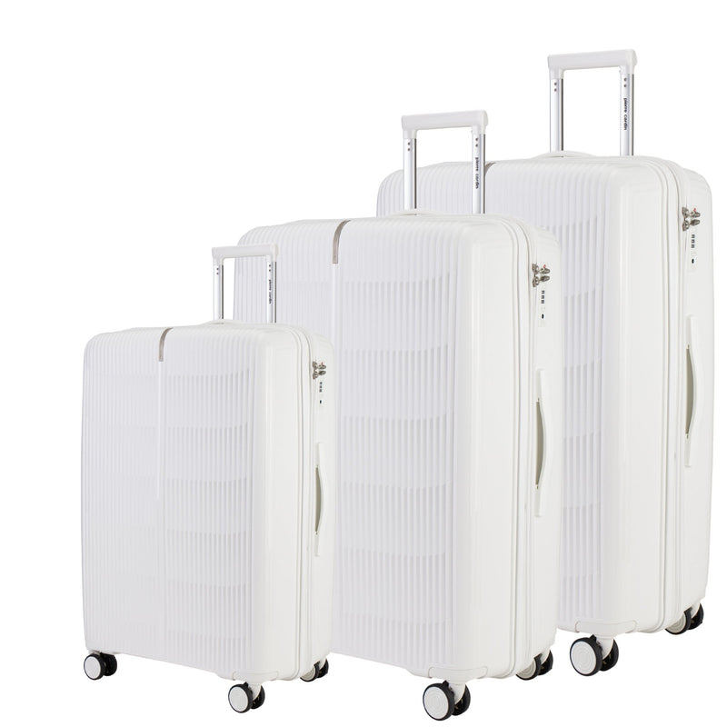 Pierre Cardin Unbreakable PP Set Of 3 with Free Beauty Case-D.Grey - MOON - Luggage & Travel Accessories - Pierre Cardin - Pierre Cardin Unbreakable PP Set Of 3 with Free Beauty Case-D.Grey - White - Luggage set - 8