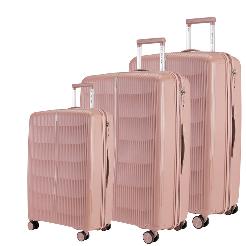 Pierre Cardin Unbreakable PP Set Of 3 with Free Beauty Case-D.Grey - MOON - Luggage & Travel Accessories - Pierre Cardin - Pierre Cardin Unbreakable PP Set Of 3 with Free Beauty Case-D.Grey - Pink - Luggage set - 9