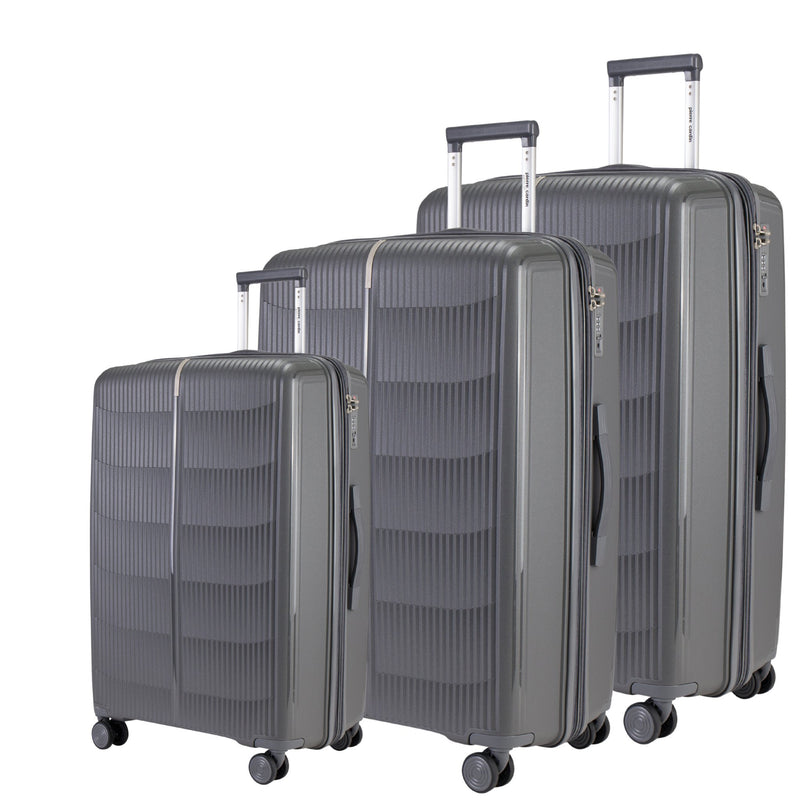 Pierre Cardin Unbreakable PP Set Of 3 with Free Beauty Case-Green - MOON - Luggage & Travel Accessories - Pierre Cardin - Pierre Cardin Unbreakable PP Set Of 3 with Free Beauty Case-Green - Dark Grey - Luggage set - 6