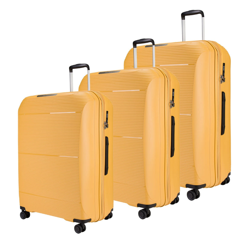 Pierre Cardin Vienna Collection,Unbreakable Set of 3 + Beauty Case - Rose Gold - MOON - Luggage & Travel Accessories - Pierre Cardin - Pierre Cardin Vienna Collection,Unbreakable Set of 3 + Beauty Case - Rose Gold - Yellow - Luggage Set - 6