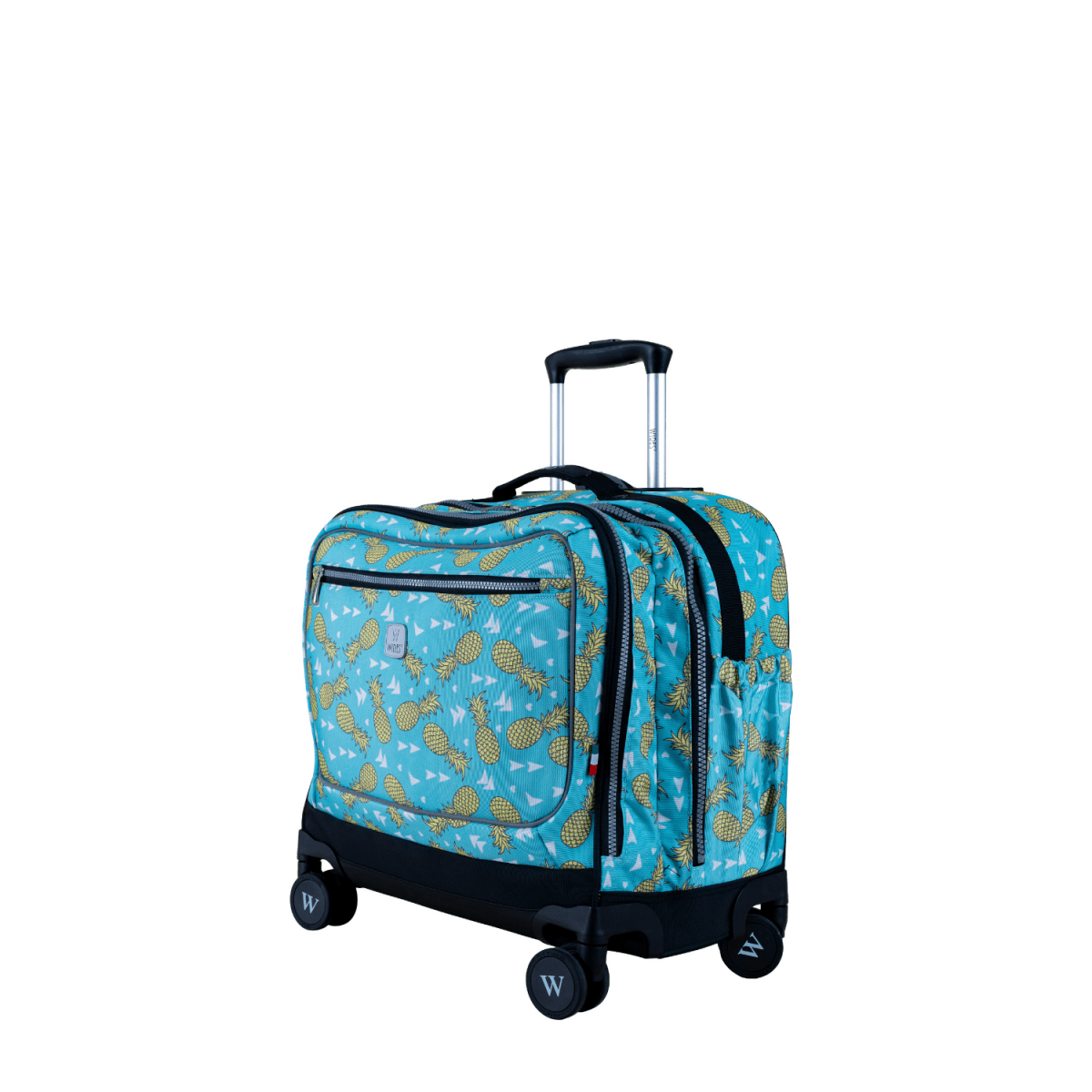 Pineapple 8 Wheels School Bag Trolley Set of 4(Lunch Bag & Pencil Case)+Lunch Box - MOON - Back 2 School - Wires