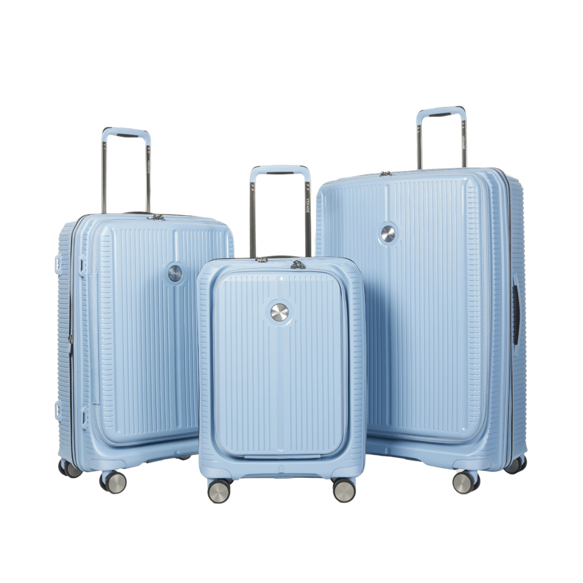 Rome Monti - Front Pocket Opening Suitcase Set of 3 Charcoal - MOON - Luggage & Travel Accessories - Verage