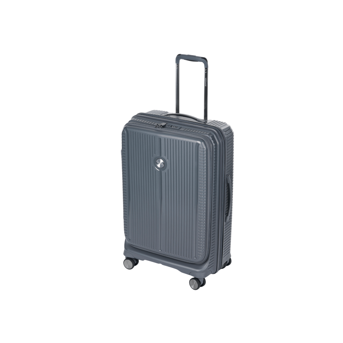 Rome Monti - Front Pocket Opening Suitcase Set of 3 Charcoal - MOON - Luggage & Travel Accessories - Verage