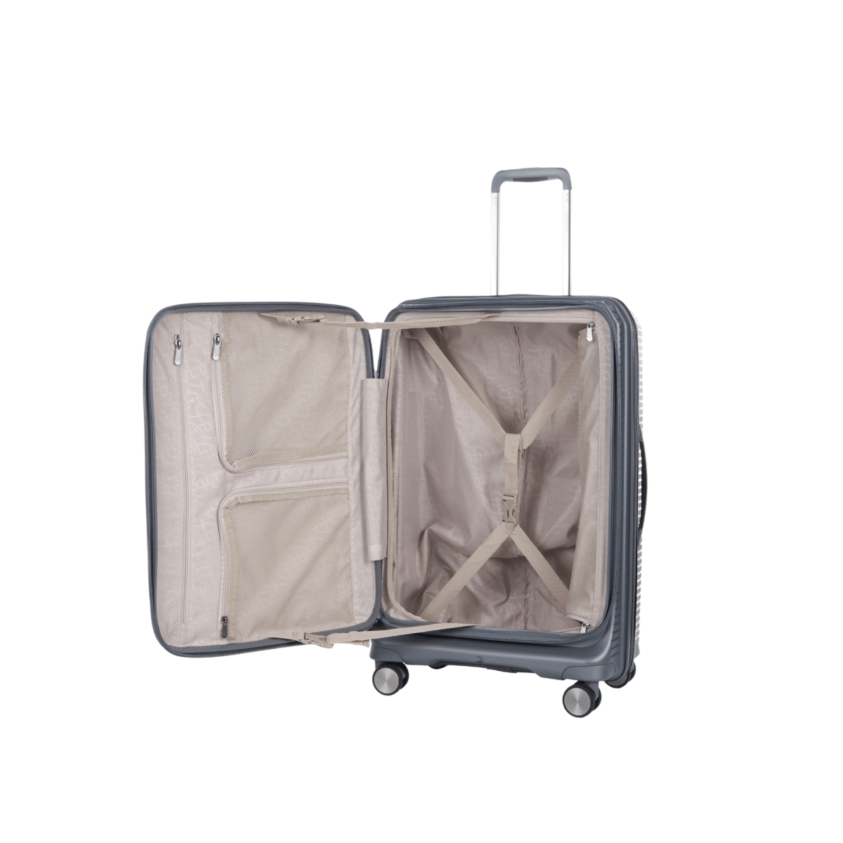 Rome Monti - Front Pocket Opening Suitcase Set of 3 Charcoal - MOON - Luggage & Travel Accessories - Verage