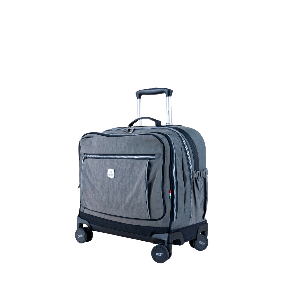 Solid Dark Grey 8 Wheels School Bag Trolley Set of 4(Lunch Bag & Pencil Case)+Lunch Box - MOON - Back 2 School - Wires