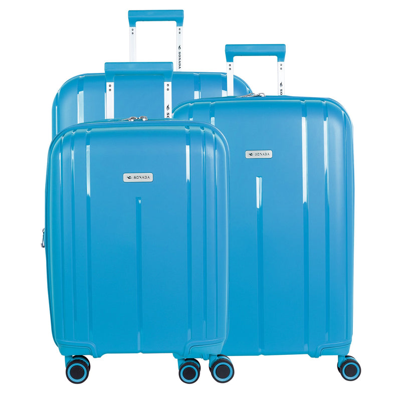 Sonada Cape Town Collection Trolley Set of 3 + Free Beauty Case, Black - MOON - Luggage & Travel Accessories - Sonada - Sonada Cape Town Collection Trolley Set of 3 + Free Beauty Case, Black - Light Blue - Luggage - 15