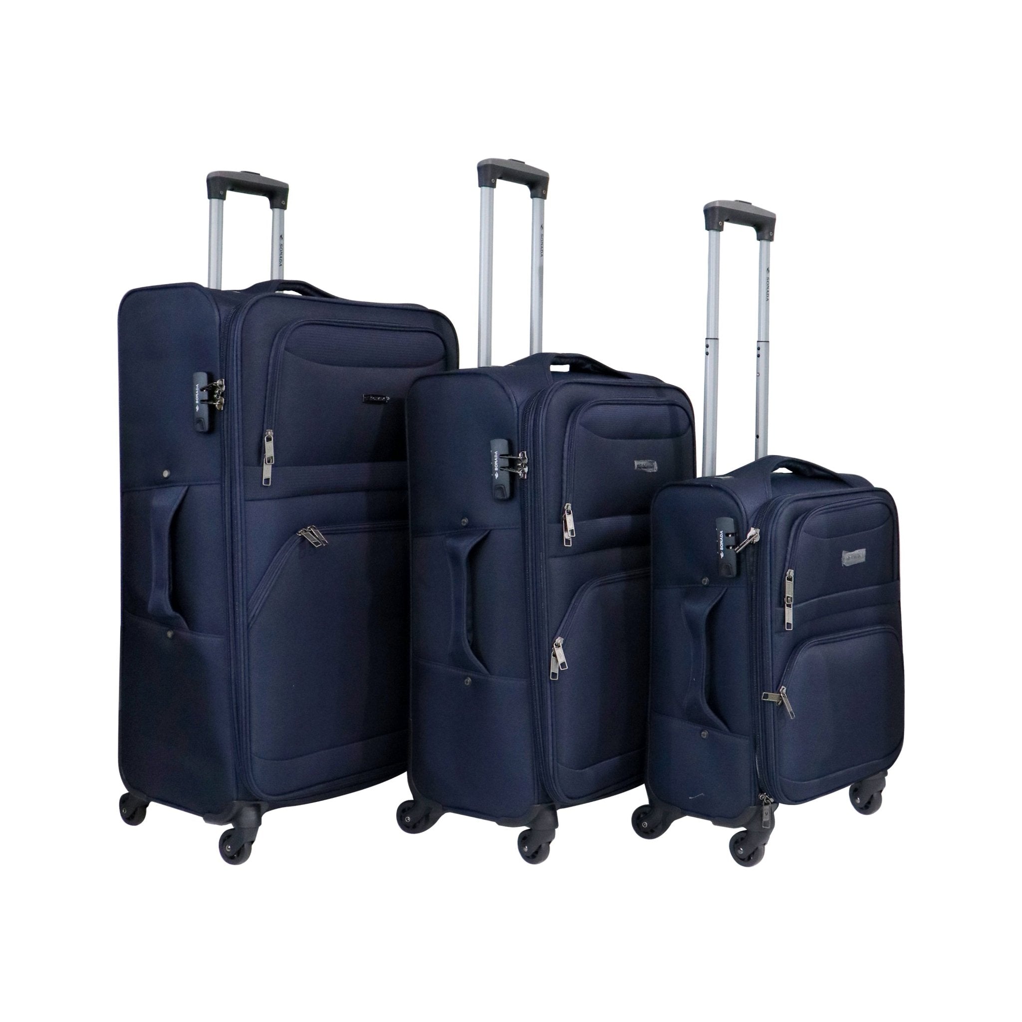 Sonada Softcase Travel Bag-Set of 3 Black - MOON - Luggage & Travel Accessories - Sonada - Sonada Softcase Travel Bag-Set of 3 Black - Navy - Luggage set - 5