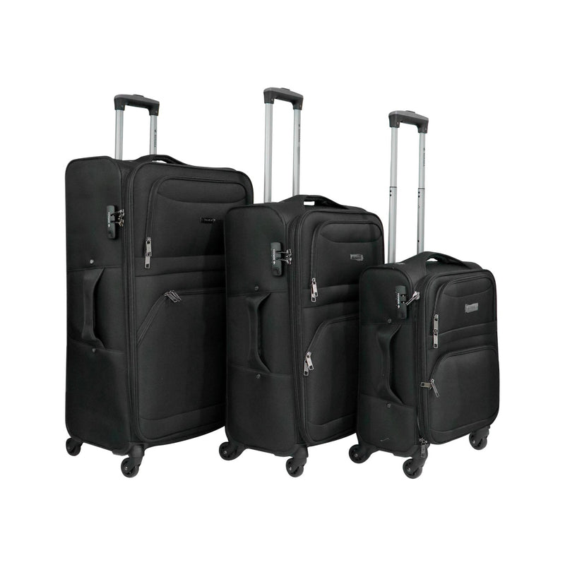 Sonada Softcase Travel Bag-Set of 3 Black - MOON - Luggage & Travel Accessories - Sonada - Sonada Softcase Travel Bag-Set of 3 Black - Luggage set - 1