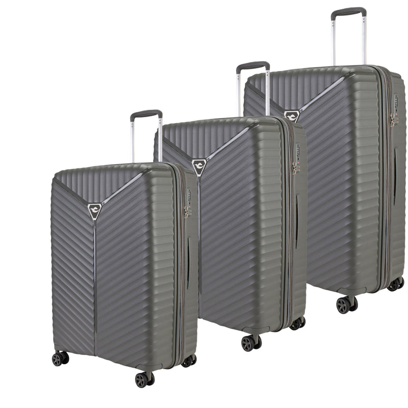 Sonada Turin Collection,Unbreakable Set of 3 + Beauty Case - Black - MOON - Luggage & Travel Accessories - Sonada - Sonada Turin Collection,Unbreakable Set of 3 + Beauty Case - Black - Dark Grey - Luggage set - 12