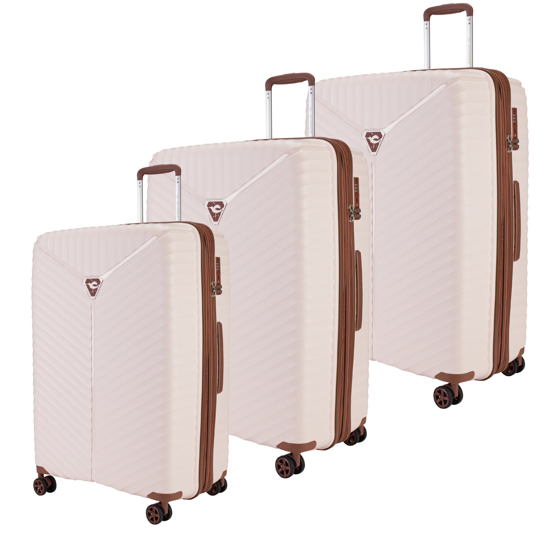 Sonada Turin Collection,Unbreakable Set of 3 + Beauty Case - BlueBerry - MOON - Luggage & Travel Accessories - Sonada - Sonada Turin Collection,Unbreakable Set of 3 + Beauty Case - BlueBerry - Soft Pink - Luggage Set - 8