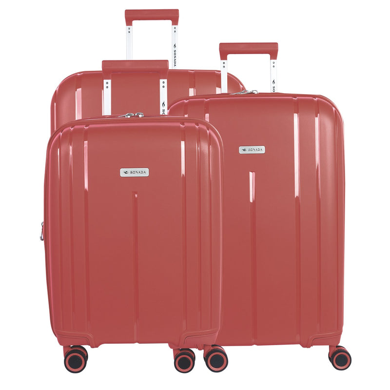 Sonada Upright Trolley Set of 4-Nature White - MOON - Luggage & Travel Accessories - Sonada - Sonada Upright Trolley Set of 4-Nature White - Red - Luggage set - 11
