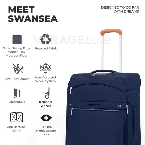 Swansea Suitcase Set of 3 - Navy - MOON - Luggage & Travel Accessories - Verage