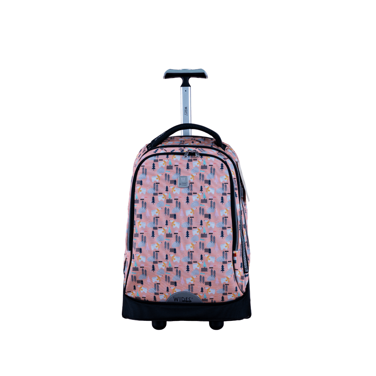 Three Pink Big Wheel School Bag Trolley Set of 3 (Lunch Bag & Pencil Case) - MOON - Back 2 School - Wires