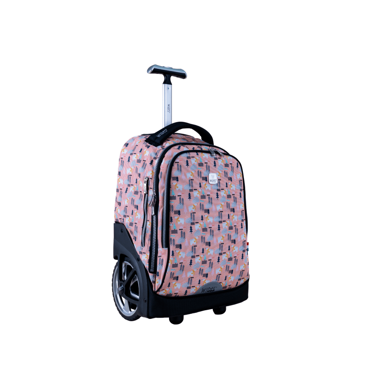 Three Pink Big Wheel School Bag Trolley Set of 3 (Lunch Bag & Pencil Case) - MOON - Back 2 School - Wires
