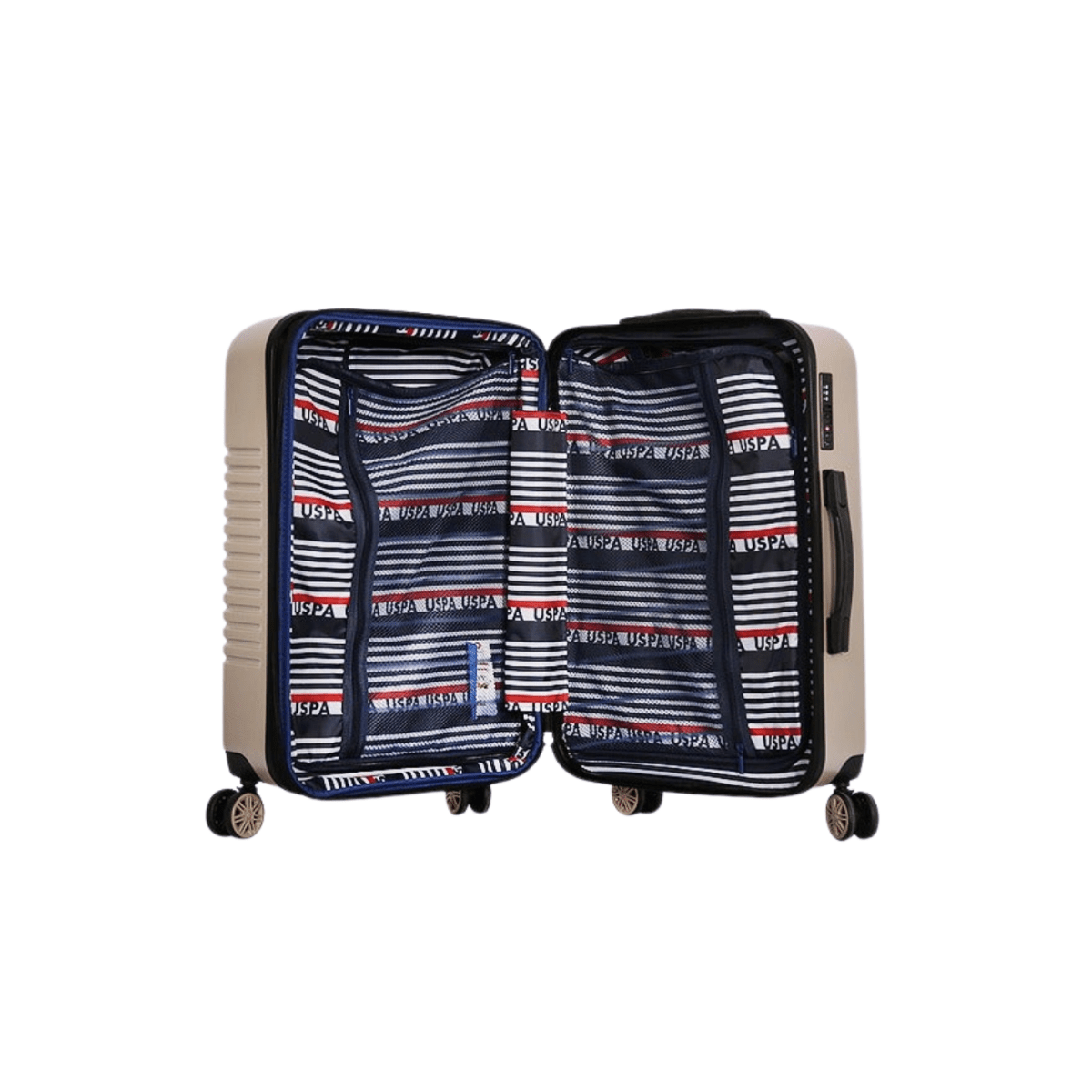 U.S POLO ASSN Hard Side Suitcase Set of 3 v2 - Champagne - MOON - Luggage & Travel Accessories - US POLO