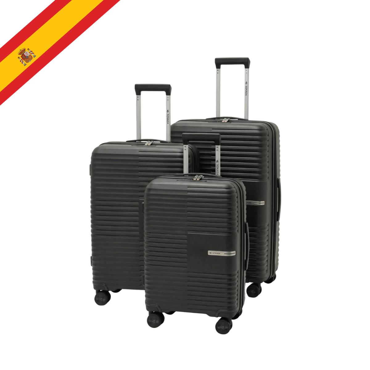 Valencia Hardside Luggage Set of 3 in Black - MOON - Luggage - Sonada