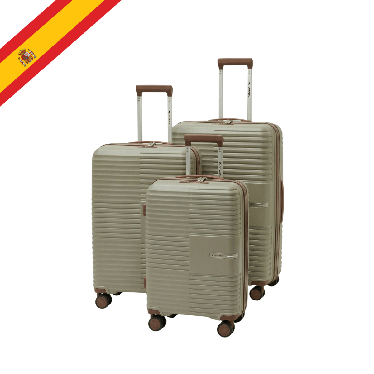 Valencia Hardside Luggage Set of 3 in Champagne - MOON - Luggage - Sonada
