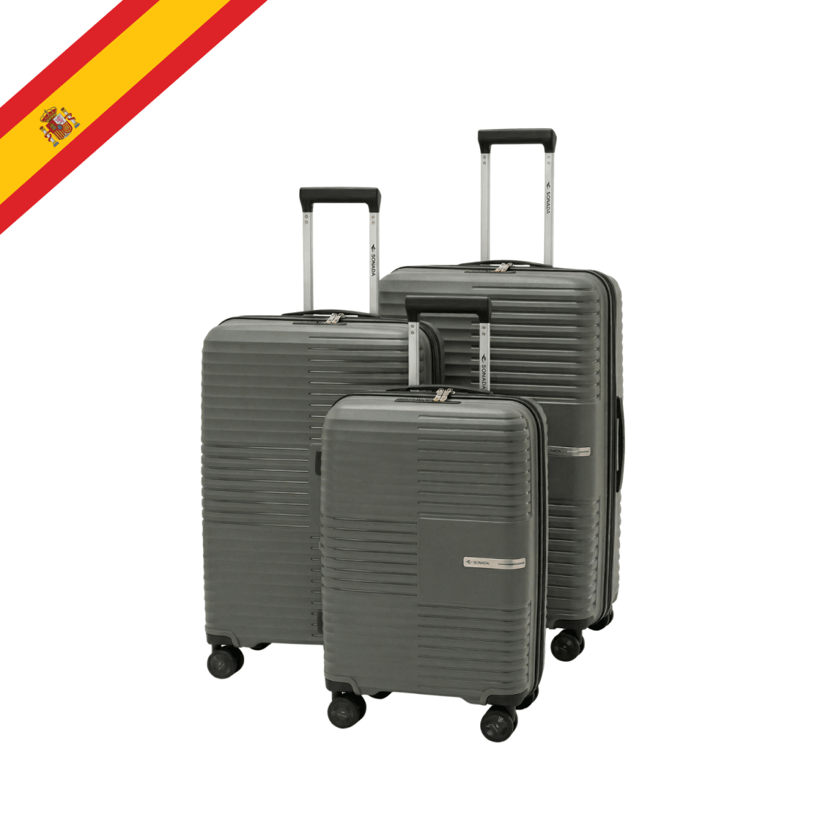 Valencia Hardside Luggage Set of 3 in Dark Grey - MOON - Luggage - Sonada