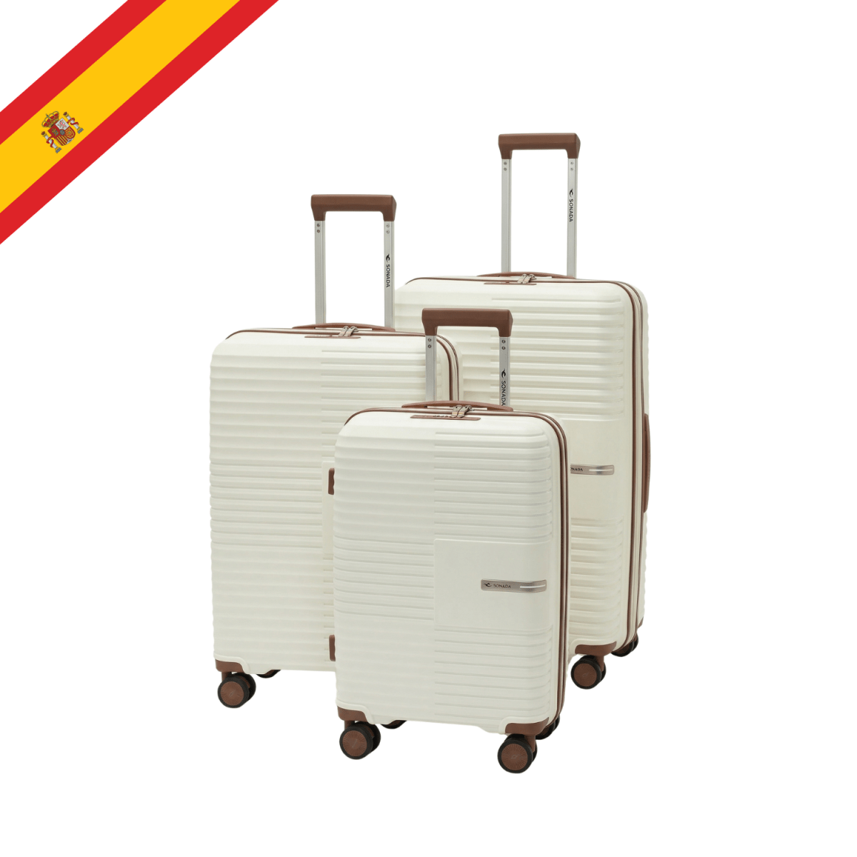 Valencia Hardside Luggage Set of 3 in Nature White - MOON - Luggage - Sonada