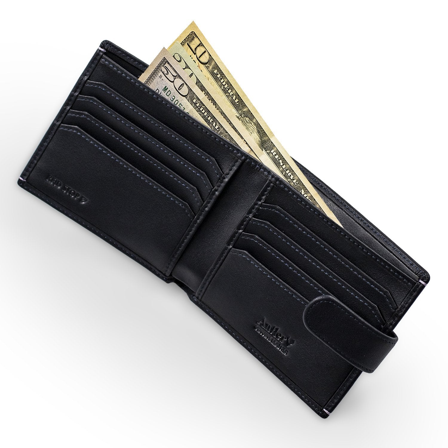 Antler Foldable Leather Wallet with Strap Holder Features 8 Compartments - Moon Factory Outlet - Wallet - Antler - Antler Foldable Leather Wallet with Strap Holder Features 8 Compartments - Default Title - Card Holder - 2