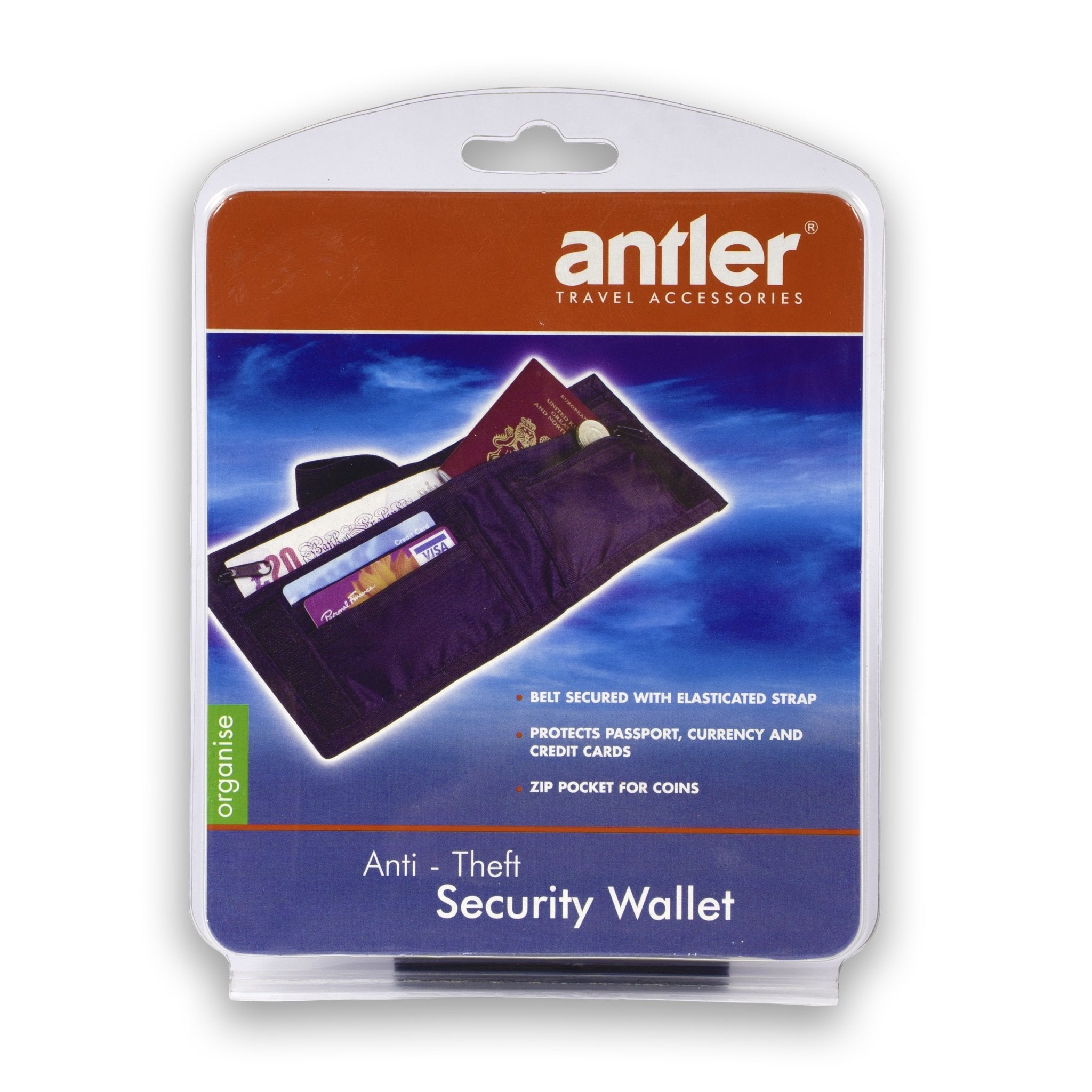 Antler UK Anti-Theft Organizer & Security Wallet Black - MOON - Luggage & Travel Accessories - Antler # - Antler