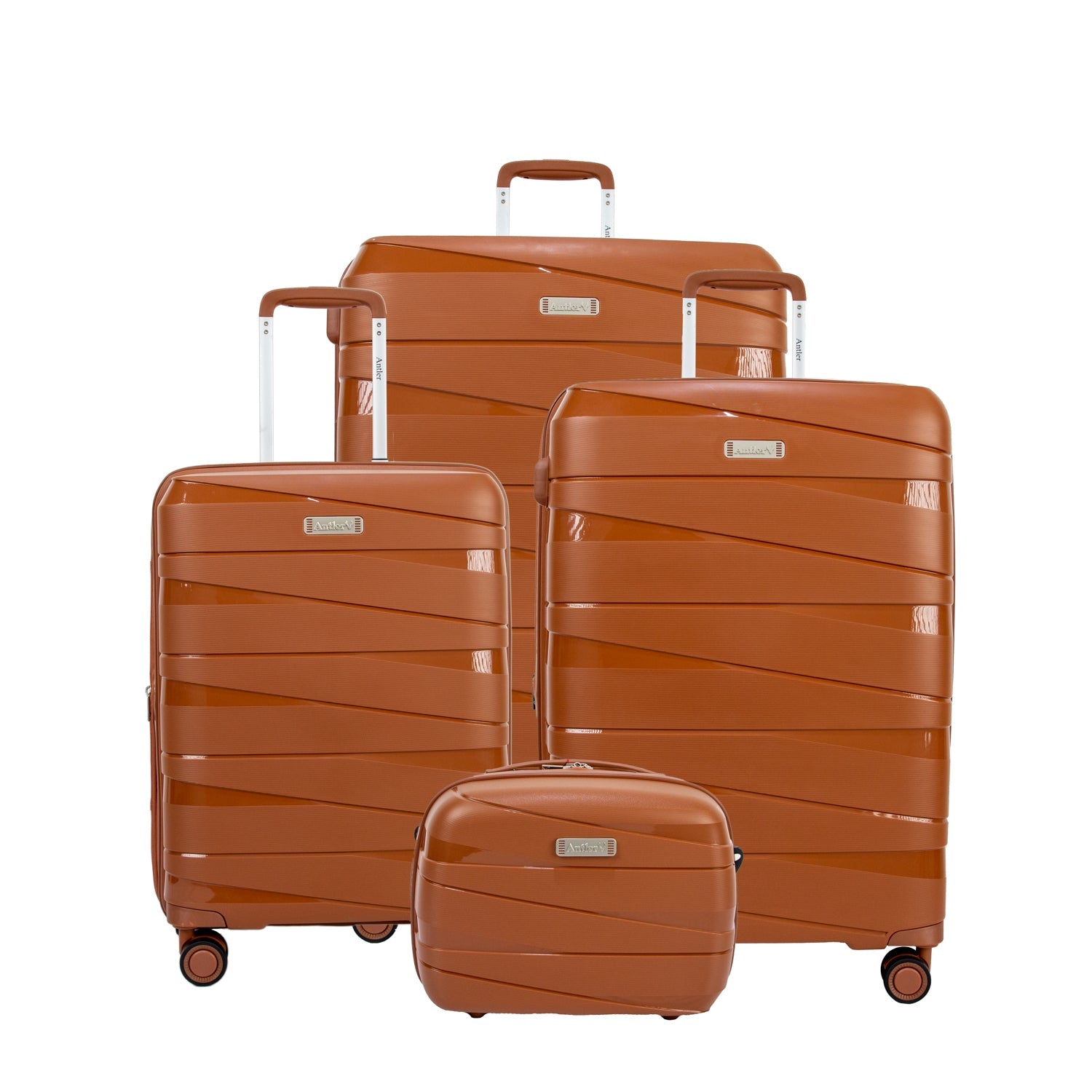 Antler Unbreakable Nova Collection Set of 3 + Beauty Case Suitcases Brown - MOON - Luggage - Antler - Antler Unbreakable Nova Collection Set of 3 + Beauty Case Suitcases Brown - Brown - Antler - 1