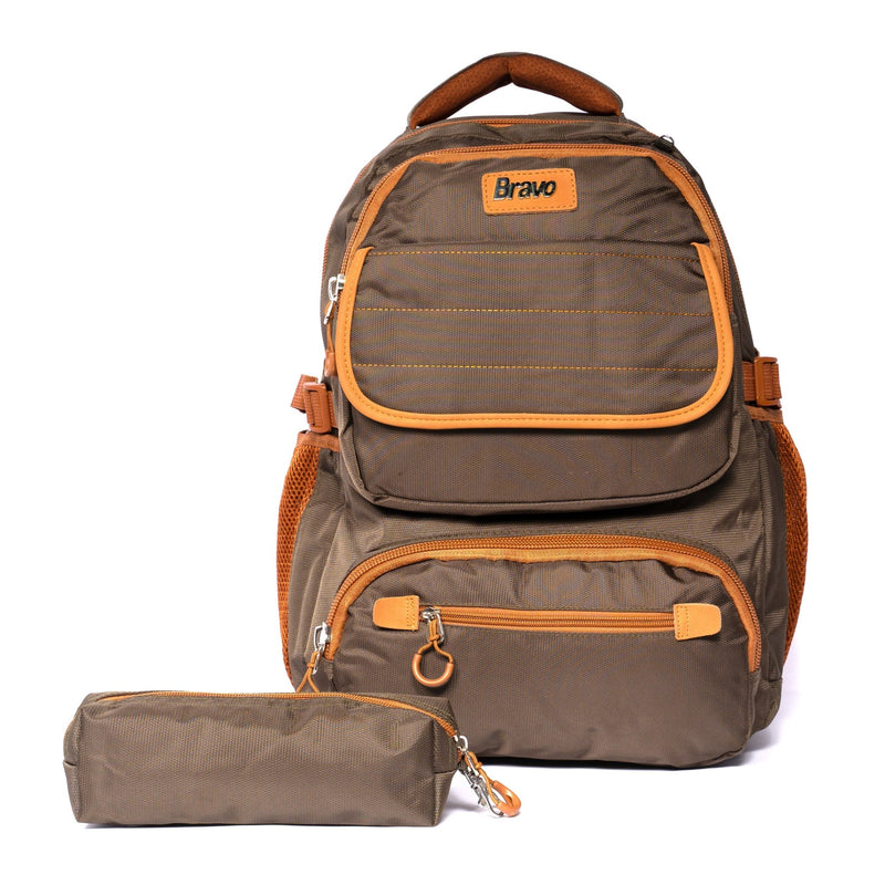Bravo Backpack Multiple Pocket-24015 | 18 Inches Brown - Moon Factory Outlet - Back 2 School - Bravo - Bravo Backpack Multiple Pocket-24015 | 18 Inches Brown - Back 2 School - 1