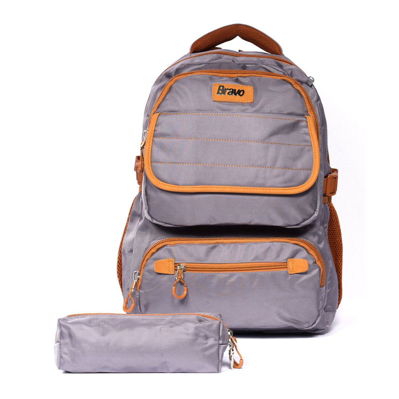 Bravo Backpack Multiple Pocket-24015 | 18 Inches GREY - Moon Factory Outlet - Back 2 School - Bravo - Bravo Backpack Multiple Pocket-24015 | 18 Inches GREY - Back 2 School - 1
