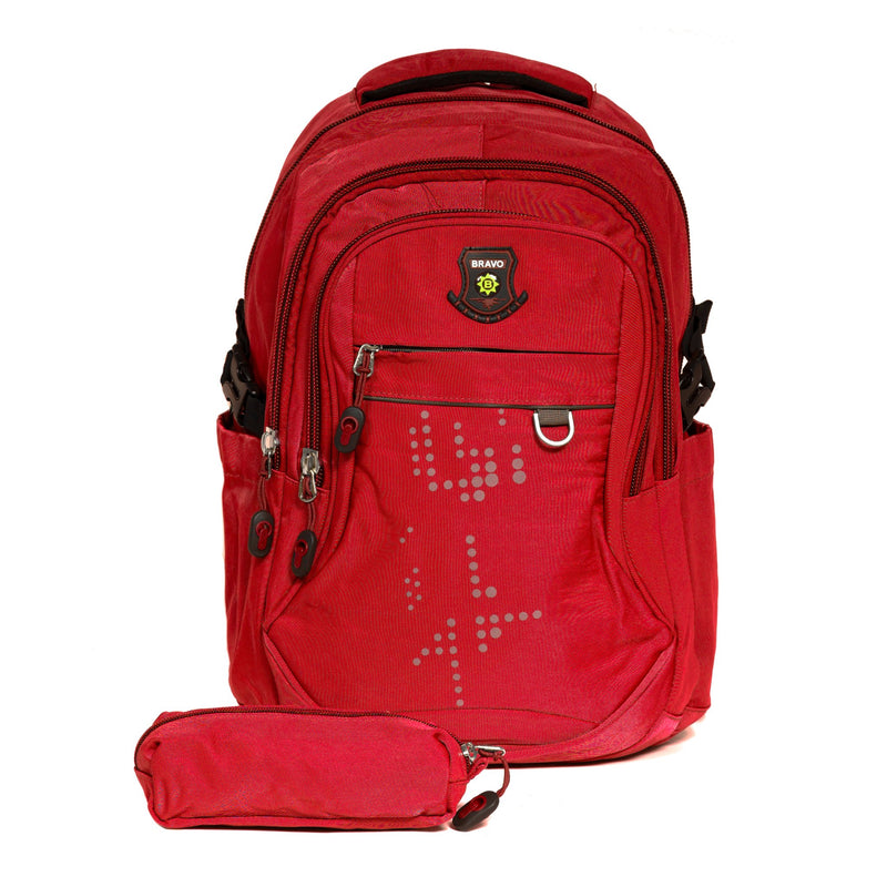 Bravo Soft & Durable Backpack with Pencil Case-Red 19inches - MOON - Back 2 School - Bravo - Bravo Soft & Durable Backpack with Pencil Case-Red 19inches - School Backpack - 1