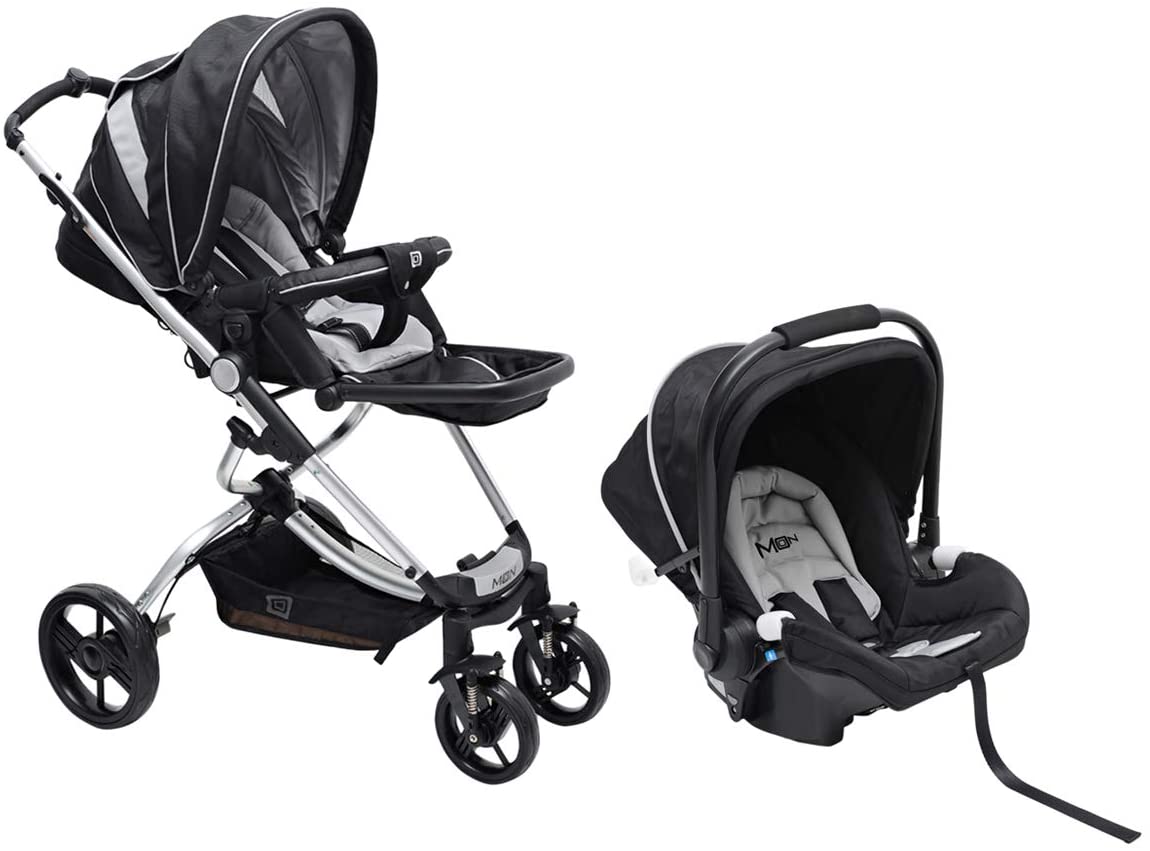 Moon 62270299 3 in 1 Spider Baby Stroller -Black - Moon Factory Outlet - Baby City - Mon - Moon 62270299 3 in 1 Spider Baby Stroller -Black - Default Title - Baby Stroller - 1