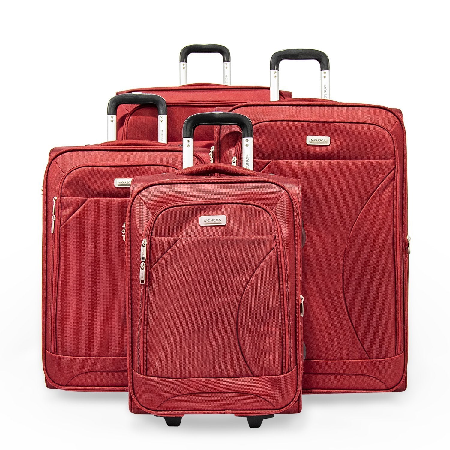 Monsca Soft Case Trolley Set of 4 Pieces Red - Moon Factory Outlet - Luggage & Travel Accessories - Monsca - Monsca Soft Case Trolley Set of 4 Pieces Red - Default Title - Bag - 1
