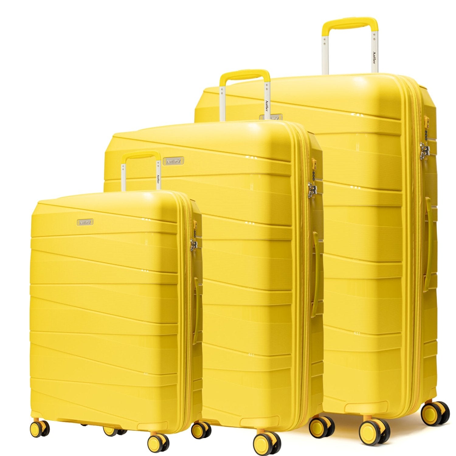 Nova Collection by Antler UK Set of 3 + Beauty Case Brown - MOON - Luggage - Antler - Nova Collection by Antler UK Set of 3 + Beauty Case Brown - Yellow - Antler - 3