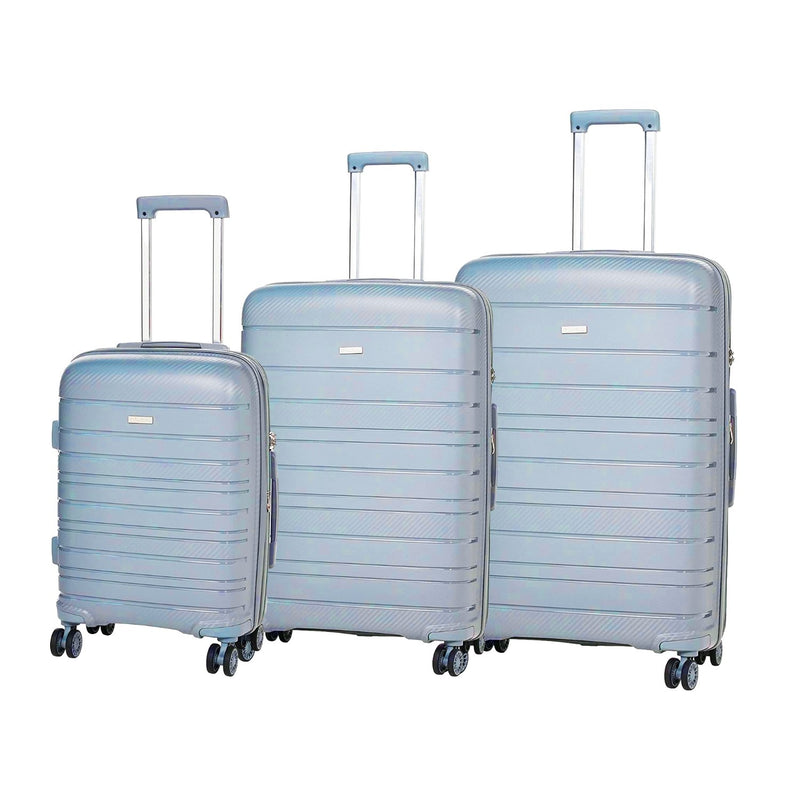 PC Hardcase Trolley Lyon Collection Set of 3 + Beauty Case- Champagne - MOON - Luggage & Travel Accessories - PC - PC Hardcase Trolley Lyon Collection Set of 3 + Beauty Case- Champagne - Light Blue - Luggage set - 12