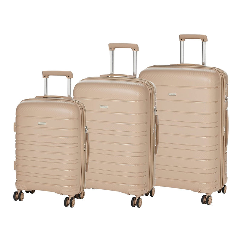 PC Hardcase Trolley Lyon Collection Set of 3 + Beauty Case- Light Blue - MOON - Luggage & Travel Accessories - PC - PC Hardcase Trolley Lyon Collection Set of 3 + Beauty Case- Light Blue - Champagne - Luggage set - 3