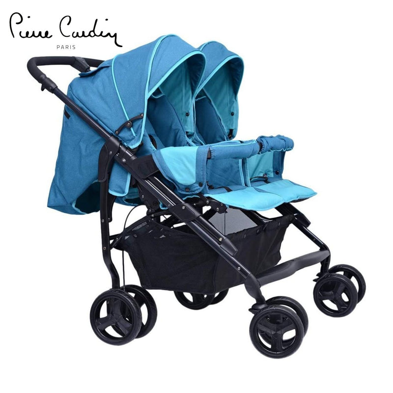 PC PS966B Side to Side Twin Baby Stroller Blue - MOON - Baby City - PC - PC PS966B Side to Side Twin Baby Stroller Blue - Baby Strollers - 1