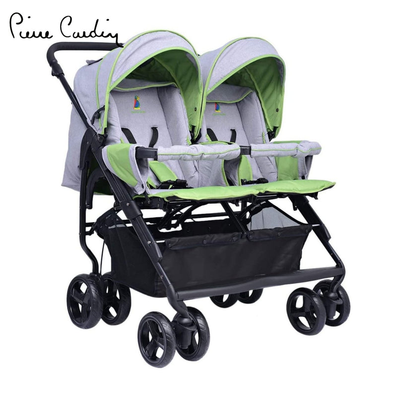 PC PS966B Side to Side Twin Baby Stroller Grey - MOON - Baby City - PC - PC PS966B Side to Side Twin Baby Stroller Grey - Baby Strollers - 1