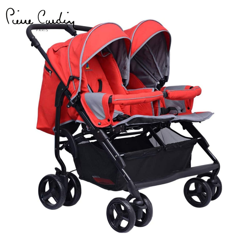 PC PS966B Side to Side Twin Baby Stroller Red - MOON - Baby City - PC - PC PS966B Side to Side Twin Baby Stroller Red - Baby Strollers - 1