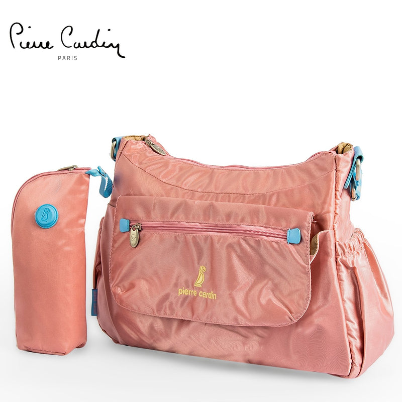 Pierre Cardin Baby Diaper Bag with Bottle Holder PB88167-Pink - MOON - Baby City - PC - Pierre Cardin Baby Diaper Bag with Bottle Holder PB88167-Pink - Pink - Diaper Bag - 1