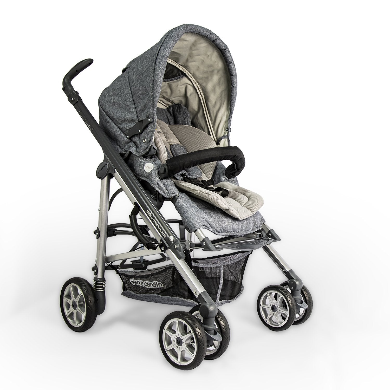 Pierre Cardin Baby Stroller + Car Seat + Diaper Bag + Bottle Holder Sets PS699BTS Grey - Moon Factory Outlet - Pierre Cardin Baby - Pierre Cardin - Pierre Cardin Baby Stroller + Car Seat + Diaper Bag + Bottle Holder Sets PS699BTS Grey - Baby Stroller - 2