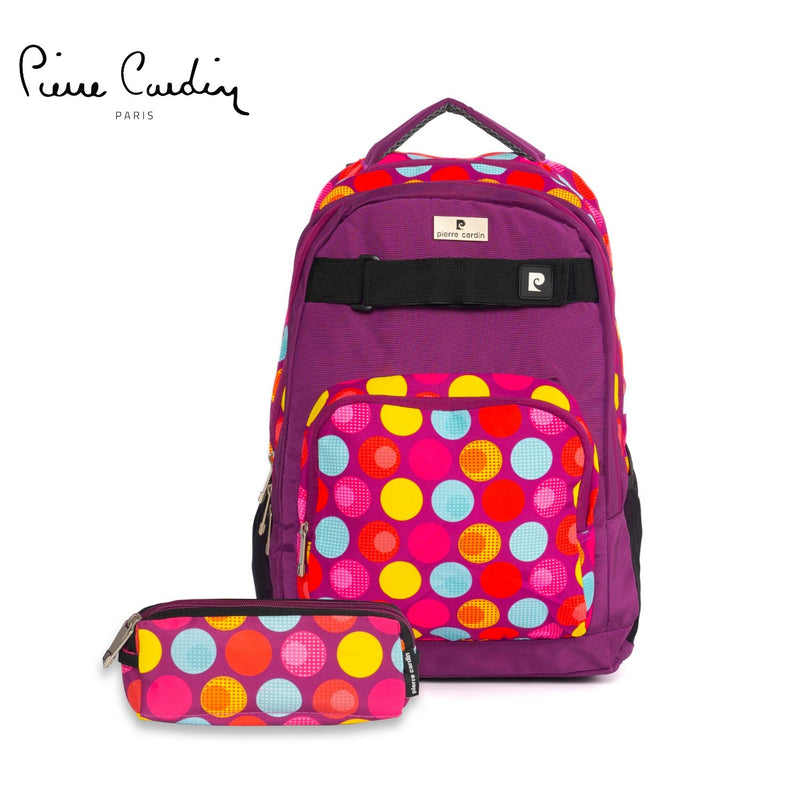 Pierre Cardin Backpack, Purple Dots - MOON - Back 2 School - PC - Pierre Cardin Backpack, Purple Dots - Purple Polka - Back 2 School - 1