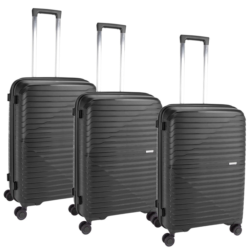 Pierre Cardin Basel Collection Set of 3-Dark Grey - MOON - Luggage & Travel Accessories - Pierre Cardin - Pierre Cardin Basel Collection Set of 3-Dark Grey - Black - Luggage set - 12