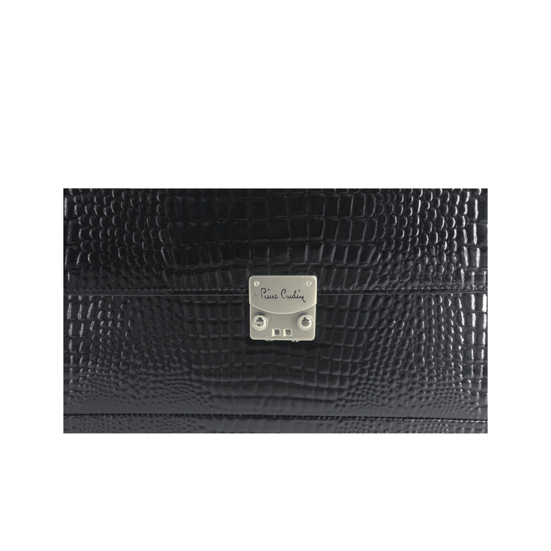 Pierre Cardin Briefcase Caviar Leather with Double Botton Combination Lock, Black - Moon Factory Outlet - Travel - Pierre Cardin - Pierre Cardin Briefcase Caviar Leather with Double Botton Combination Lock, Black - Default Title - Briefcase - 4