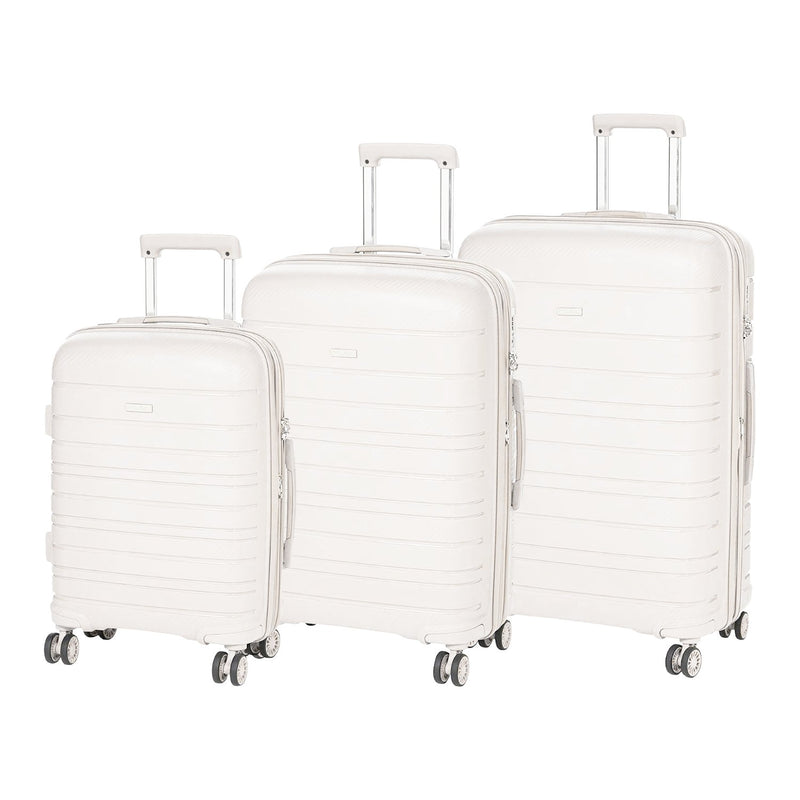 Pierre Cardin Hardcase Trolley Lyon Collection Set of 3 + Beauty Case- Champagne - MOON - Luggage & Travel Accessories - Pierre Cardin - Pierre Cardin Hardcase Trolley Lyon Collection Set of 3 + Beauty Case- Champagne - White - Luggage set - 13