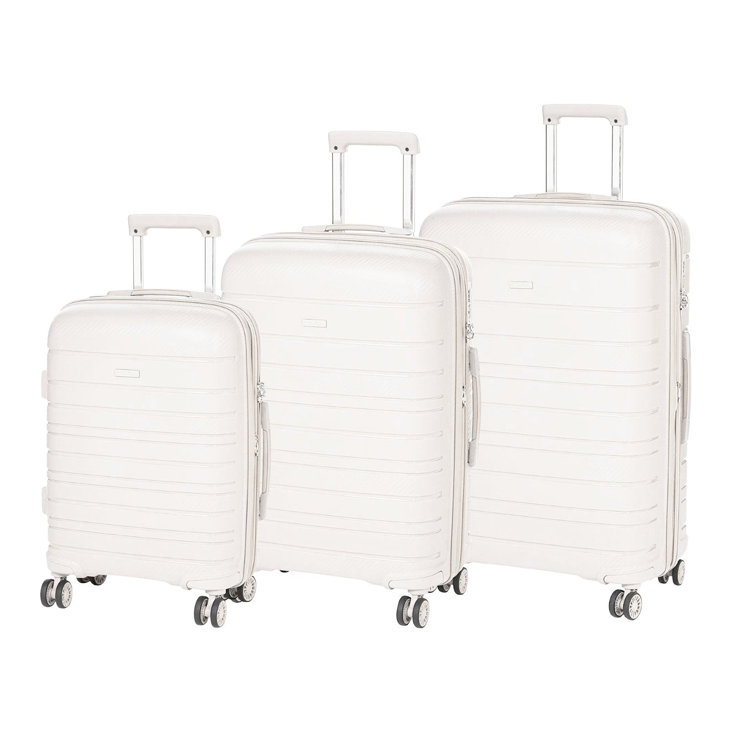 Pierre Cardin Hardcase Trolley Lyon Collection Set of 3 + Beauty Case- Light Grey - MOON - Luggage & Travel Accessories - Pierre Cardin - Pierre Cardin Hardcase Trolley Lyon Collection Set of 3 + Beauty Case- Light Grey - White - Luggage set - 13