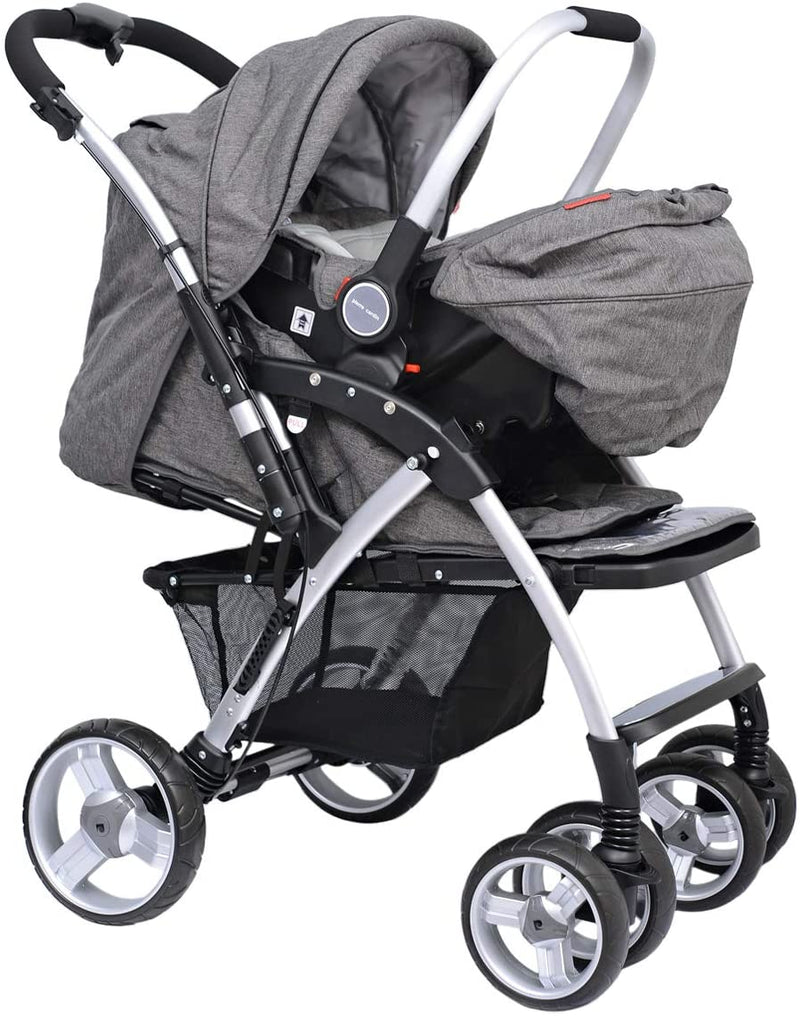 Pierre Cardin PS684B-TS 3 in 1 Baby Carrier and Stroller with Diaper Bag Grey - Moon Factory Outlet - Baby City - Pierre Cardin - Pierre Cardin PS684B-TS 3 in 1 Baby Carrier and Stroller with Diaper Bag Grey - Default Title - Baby Stroller - 6