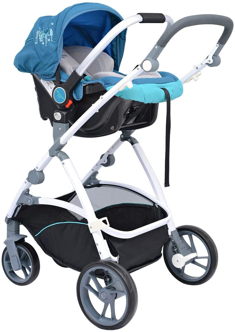 Pierre Cardin PS840B-TS 3 in 1 Baby Carrier and Stroller with Diaper Bag Blue - Moon Factory Outlet - Baby City - Pierre Cardin - Pierre Cardin PS840B-TS 3 in 1 Baby Carrier and Stroller with Diaper Bag Blue - Default Title - Baby Stroller - 4
