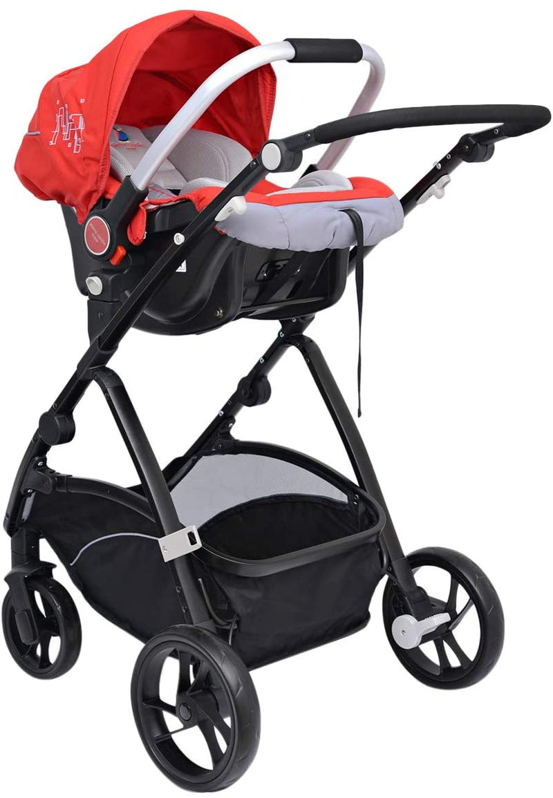 Pierre Cardin PS840B-TS 3 in 1 Baby Carrier and Stroller with Diaper Bag Red - Moon Factory Outlet - Baby City - Pierre Cardin - Pierre Cardin PS840B-TS 3 in 1 Baby Carrier and Stroller with Diaper Bag Red - Default Title - Baby Stroller - 5
