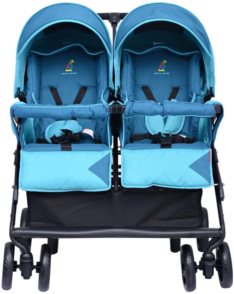 Pierre Cardin PS966B Side to Side Twin Baby Stroller Blue - Moon Factory Outlet - Baby City - Pierre Cardin - Pierre Cardin PS966B Side to Side Twin Baby Stroller Blue - Default Title - Baby Stroller - 5