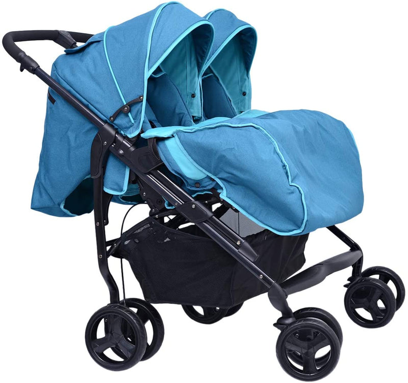 Pierre Cardin PS966B Side to Side Twin Baby Stroller Blue - Moon Factory Outlet - Baby City - Pierre Cardin - Pierre Cardin PS966B Side to Side Twin Baby Stroller Blue - Default Title - Baby Stroller - 3