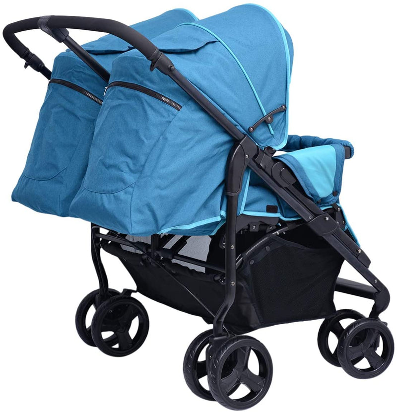 Pierre Cardin PS966B Side to Side Twin Baby Stroller Blue - Moon Factory Outlet - Baby City - Pierre Cardin - Pierre Cardin PS966B Side to Side Twin Baby Stroller Blue - Default Title - Baby Stroller - 6